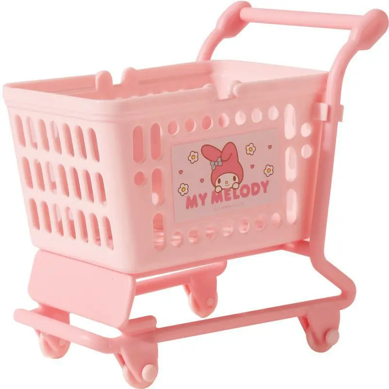 12Cm Sanrios Leuke Cartoon Kawaii Mymelody Kuromi Cinnamoroll Kitty Trolley Desktop Opbergdoos Diversen Mand Kinderen Geschenken