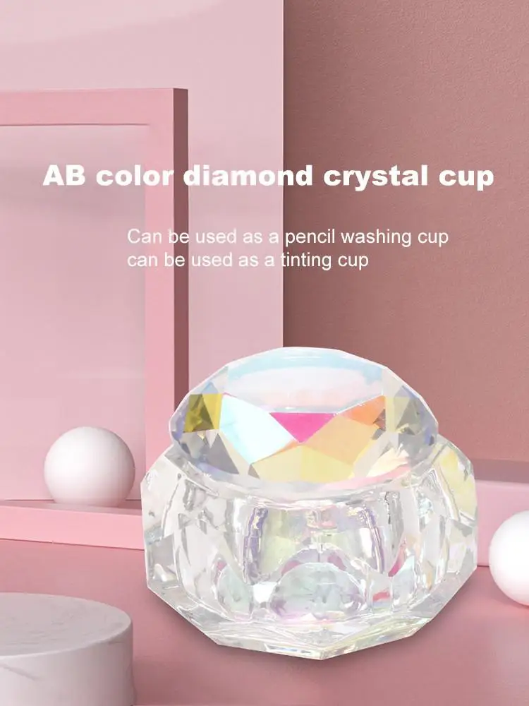 Nail Art Dappening Dish Container lakier do paznokci szklany kubek płyn do akrylu Powder Dappen kryształowa mata miska do salonu — zdjęcie 2