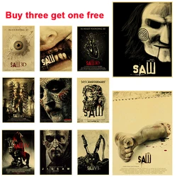 Buy Three Get Four Horror Movie Saw Posters Retro Kraft Paper Posters Tavern Cafe Living Room Study Bedroom Decoration