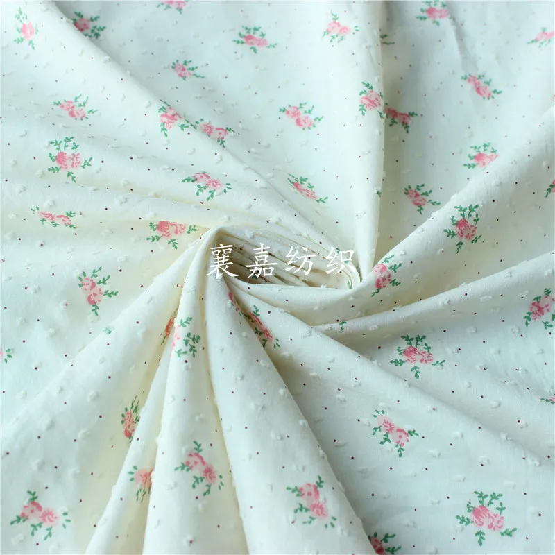 145x50cm Rose Woven Cotton Jacquard Cut Sewing Fabric, Making Classic Small Floral Children\'s Clothing Fabric