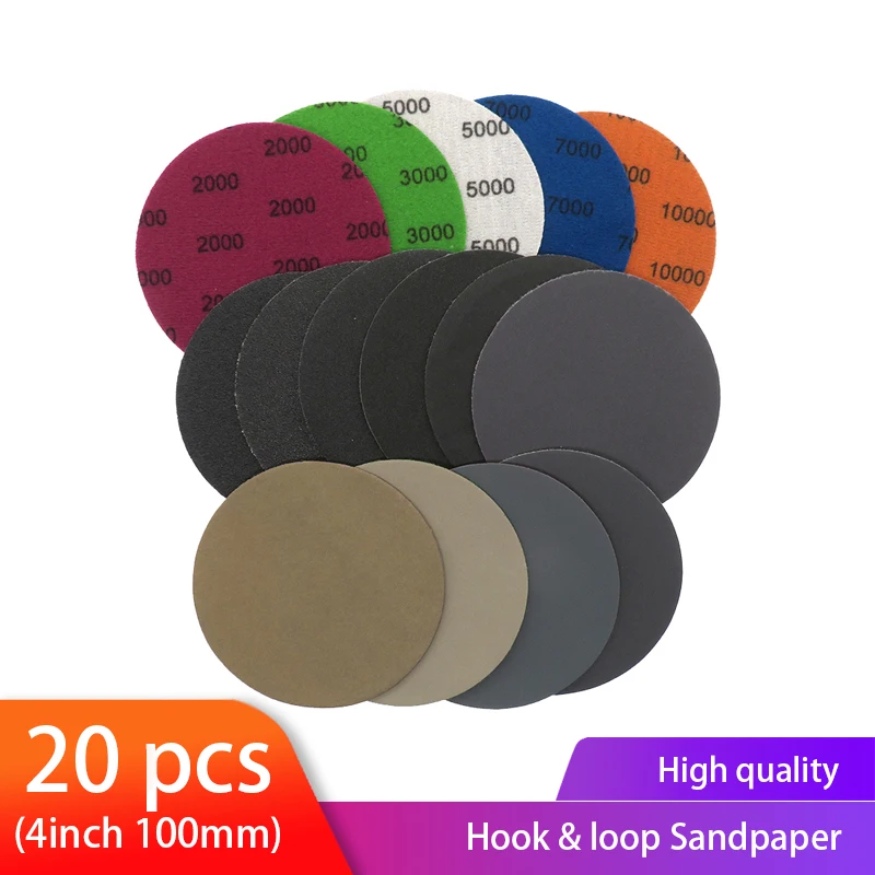 

4 Inch Sanding Discs 60-10000 Grit Silicon Carbide Wet/Dry Sanding Paper Hook&Loop Sandpaper for Woodworking