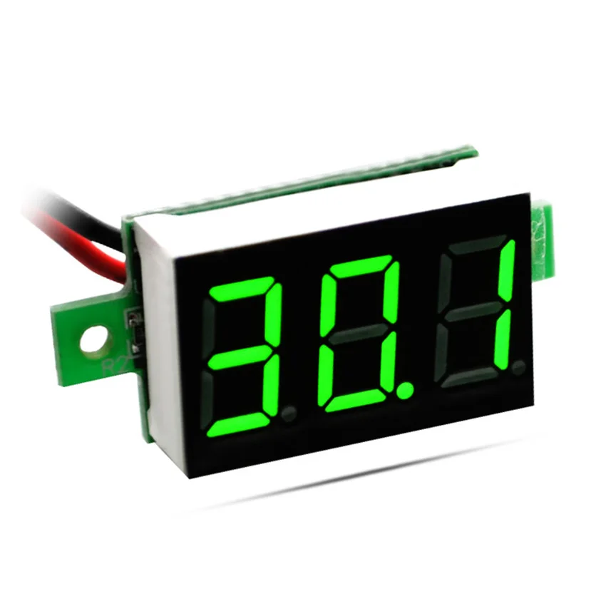 

50pcs Digital Voltmeter DC 4.5-30 V Mini 2 Wire 0.36" 3 Bit Red/Blue/Green Volt Gauge Panel Indicator Meter Voltage Tester