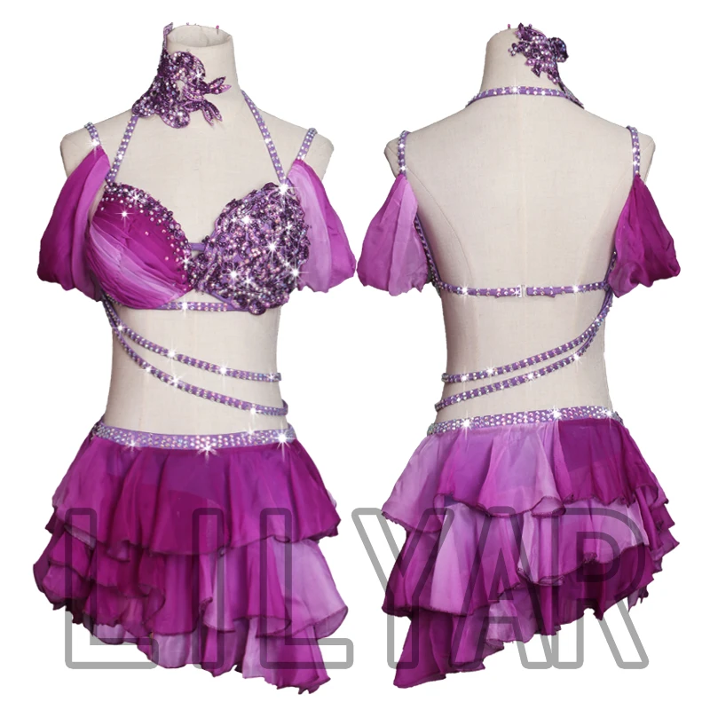 New Latin dance dress competition dress performance Dress Adult customized Pink Sexy backless Dance Dress