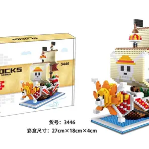 Tek parça korsan gemisi yapı taşı anime bin güneşli ve gidiyor mutlu luffy ve sapları için iyi mini tuğla oyuncak figürü çocuklar için Geminin ilk 10 satışı, luffy-no. 8