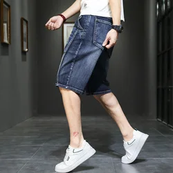 Summer Thin Spliced Vintage Denim Shorts Men's Cowboy Short Pants Casual Male Man Clothing Patchwork Jeans