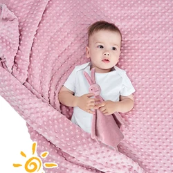 Cobertor de bebê unisex super macio minky com dupla camada pontilhada apoio 78*100cm/110*150cm recebendo cobertores para recém-nascido