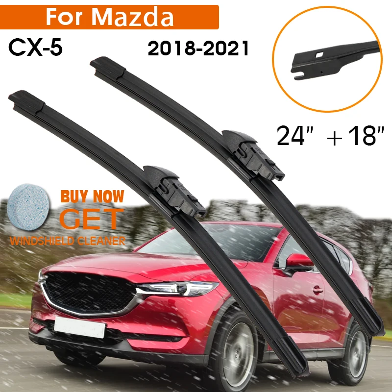 

KOSOO Car Wiper Blade For Mazda CX-5 2018-2021 LHD / RHD Front Window Windshield Windscreen Wiper Blades 24" + 18"