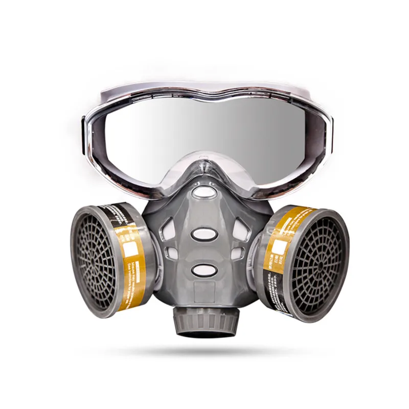 Dust/Gas Mask With Anti-Fog Goggles Chemical Respirator For Spray Paint Coating Chemical Industry Welding Reusable