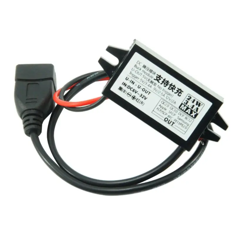 DC-DC Converter Module input 6V~32V to 5V~12V 24W USB Step Down Power Output Adapter Car Potting Waterproof Power Supply Module