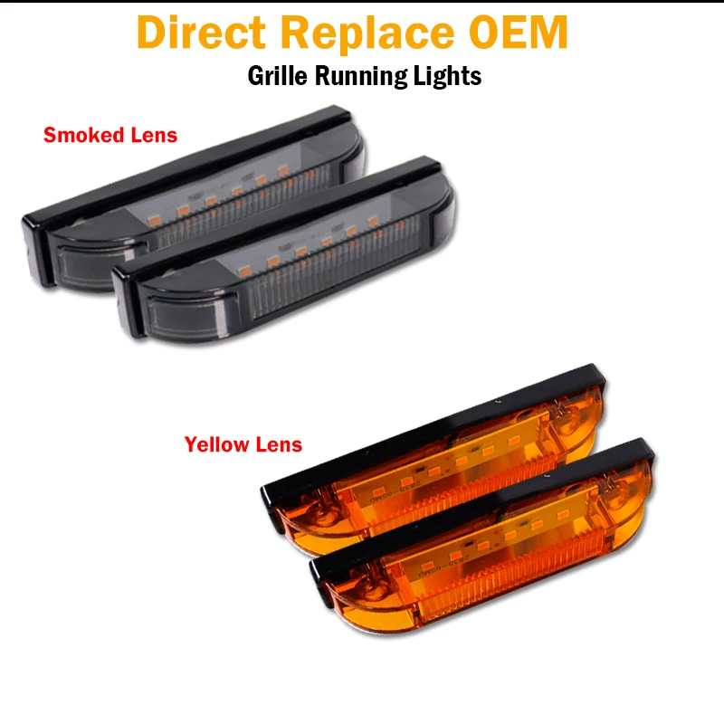 شبكة مركزية أمامية بإضاءة ليد مع طقم لجام الأسلاك ، إضاءة قيادة ، عدسة مدخنة ، أصفر ، كهرماني ، أبيض ، DRL ، طقم لسيارة تويوتا تاكوما ، 12 فولت