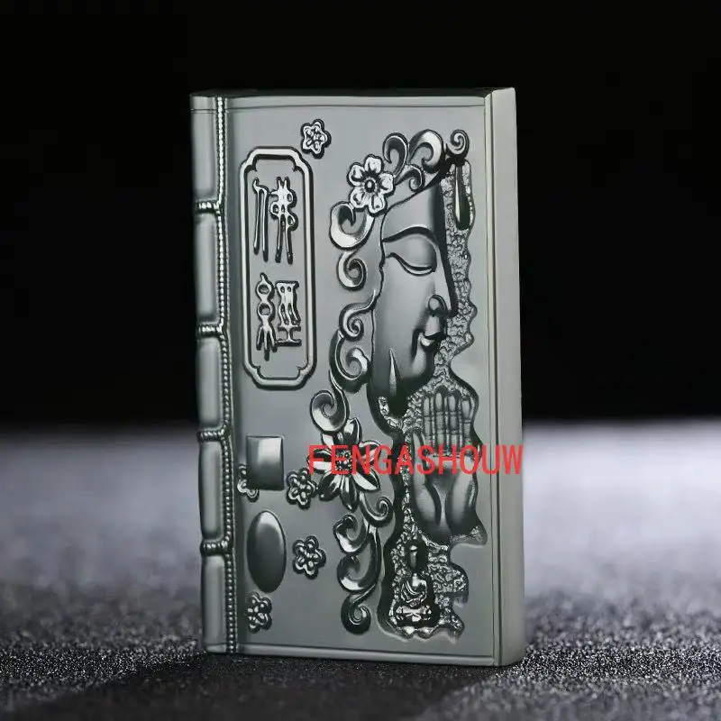 

Natural Jade Cyan Double Sided Carved Sutra Pendant Charm Jewellery Hand-Carved Necklace for Women Men Fashion Accessies