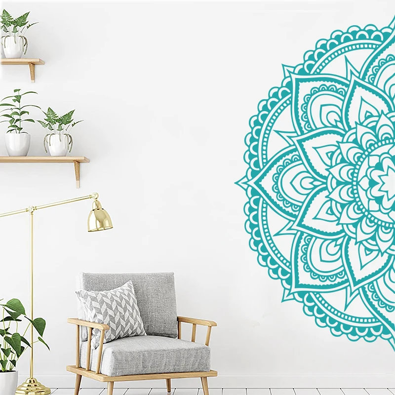 

Half Mandala Decal Yoga Gifts Studio Opening gift Decor Sacred Geometry Removable Vinyl Wall Sticker E702