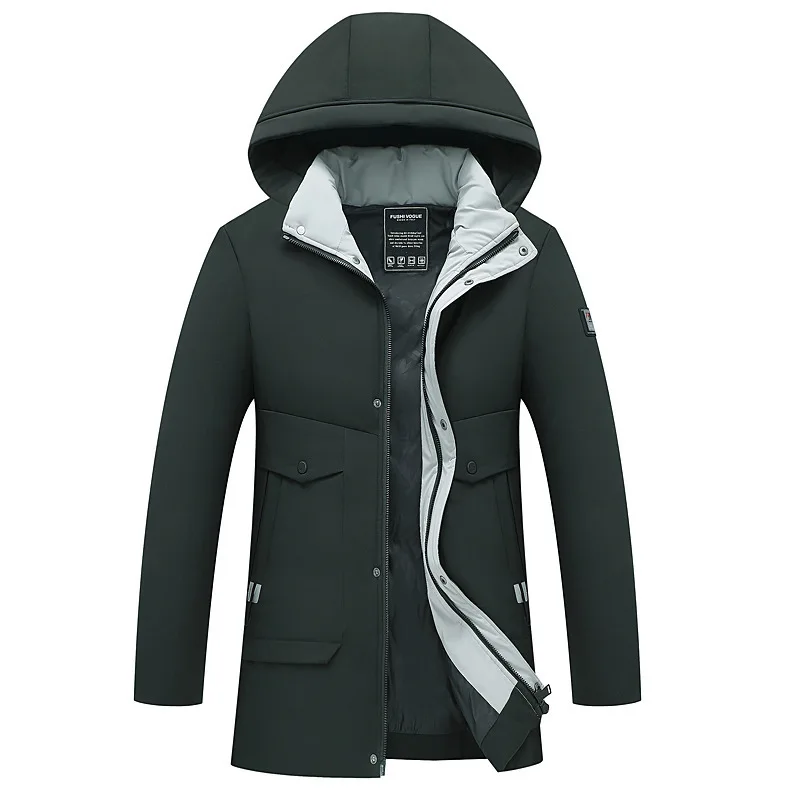 

Plus Size XXXL 4XL Snow Long Men Parka Hooded Waterproof Casual Pacthwork Winter Coat Jacket Men Regular Zippers Warm