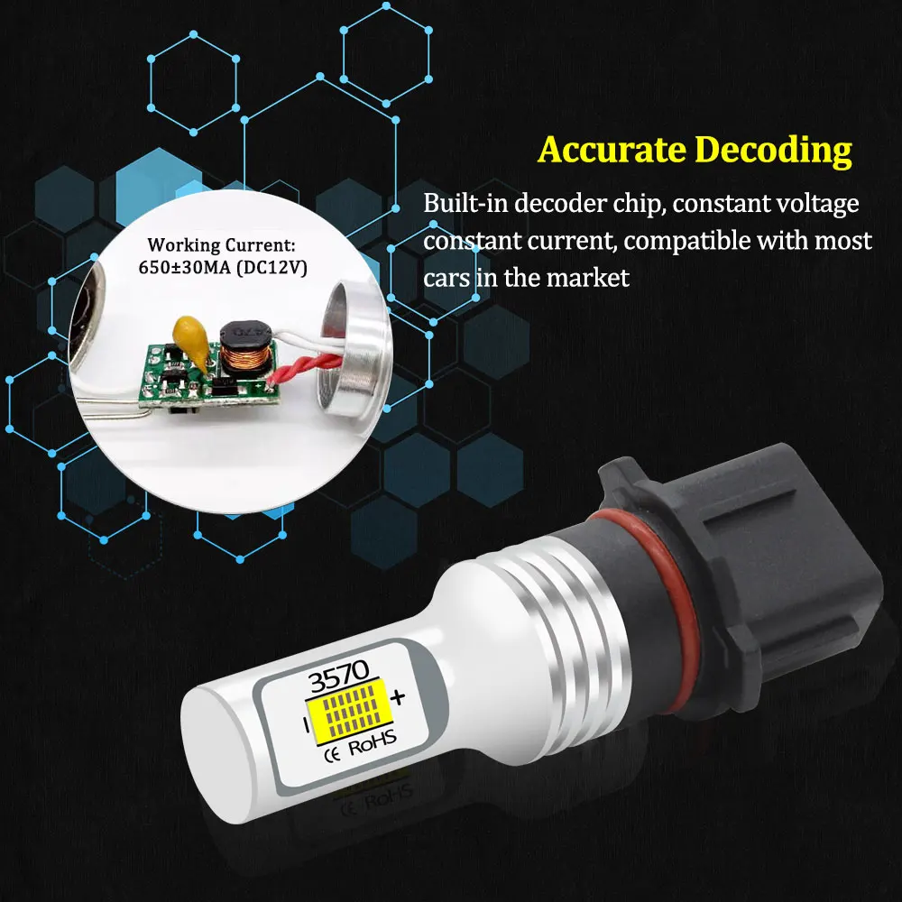 (2) No Error Canbus P13W SH23W PSX26W LED Bulbs for Car Led DRL Fog Driving Lights Lamp Light 6000k White / 3000k Golden Yellow