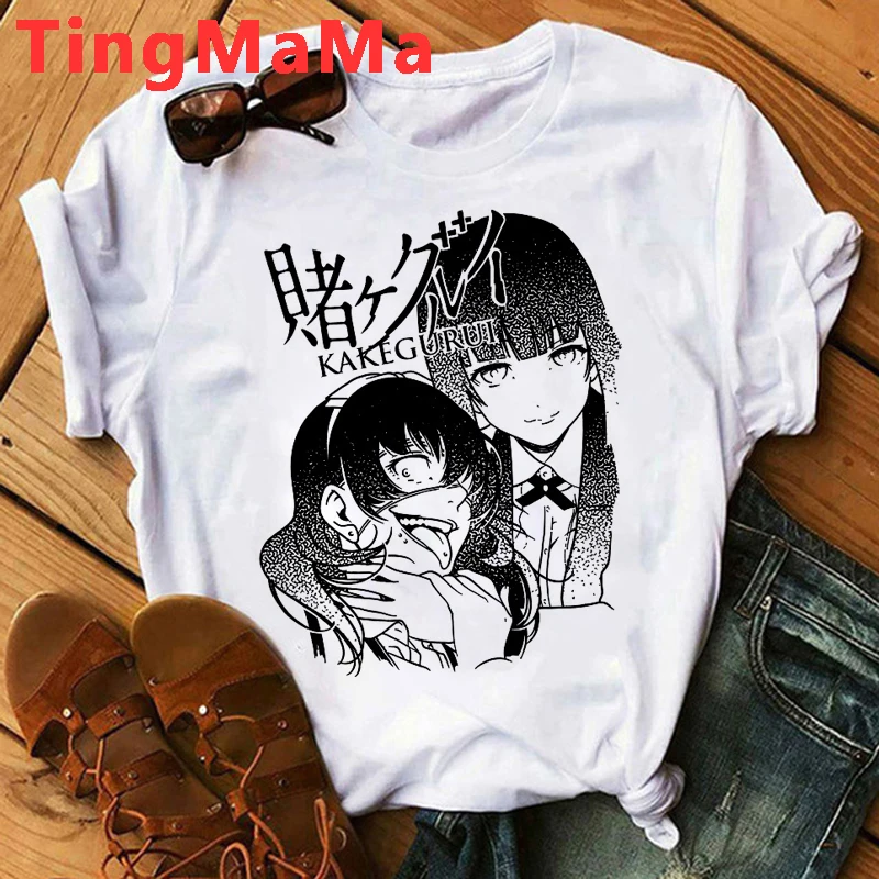 90s Japanese Anime Kakegurui T Shirt Men Kawaii Cartoon Harajuku Men Clothing Unisex Hip Hop Tops Manga Graphic Tees Male