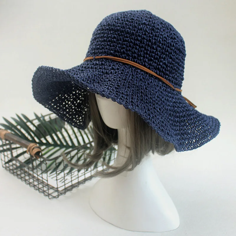 New Ladies Sun Hat For Women Bowknot Raffia Straw Hat Foldable Summer Hat Wide Brim Beach Hat Female Chapeau Femme