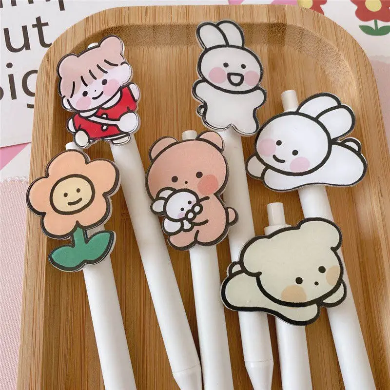 

6 шт. в случайном стиле, милая ручка для подписи, Escolar Papelaria, школьные и офисные принадлежности, рекламный подарок