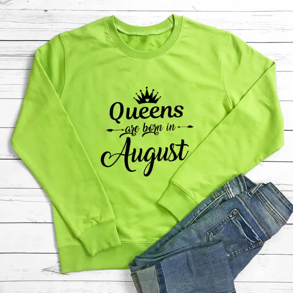 

Born in August Birthday Sweatshirt New Arrival Funny Casual 100%Cotton Long Sleeve Tops Birthday Party Tops Gift for Her August