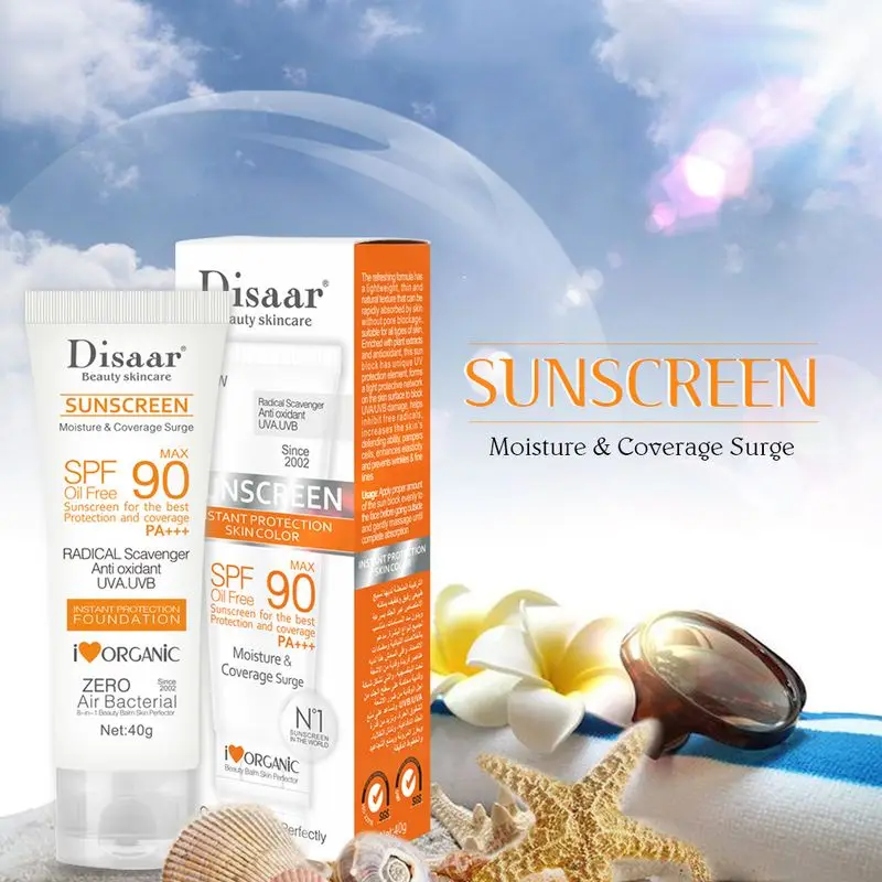 Disaar pleťový tělo opalovací krém krém krása kůže péče spf maxi 90 mazat svobodné důkladný scavenger anti oxidant UVA/UVB 40g opalovací krém