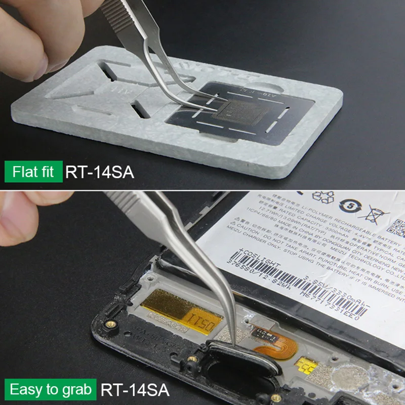 Punta Fine di precisione di alta tenacità della Clip antistatica di riparazione del telefono cellulare delle pinzette di riparazione del telefono cellulare di RT-14SA di affidfe più la riparazione del Chip