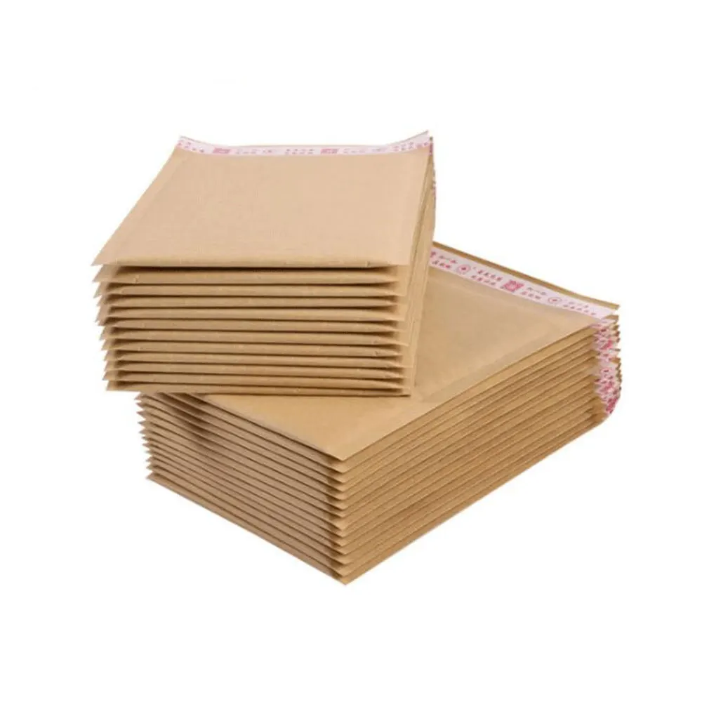 10pcs Natural Kraft Paper Bubble Envelope Shockproof Bubble Mailer For Gift Packaging Shipping Mailing Bags Business Supplies