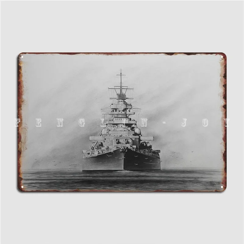 Battleship Bismarck Metal Sign Club Bar Designing Club Party Plaques Tin Sign Posters