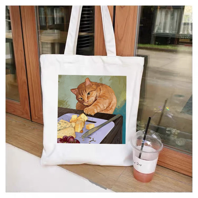 Women Canvas Tote Bag with Zipper Closure Fashion Animal Cartoon Dinosaur Print Shopping Bag Unisex Shoulder Bag Reuse Foldable