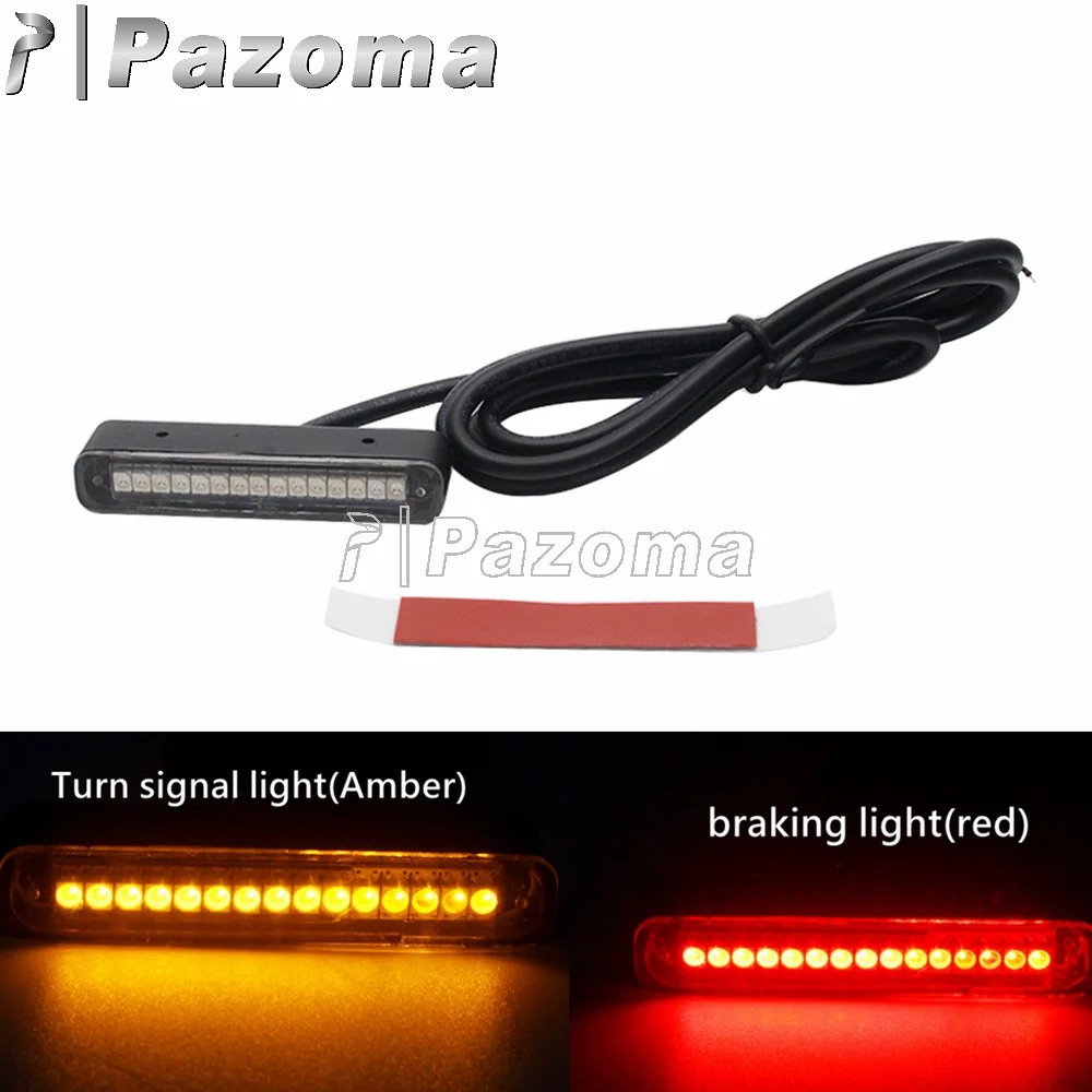 Motorcycle LED Light Bar Turn Siganl Lamp Strip Tail Stop Brake Light License Plate Light For Cars  bikes ATV Dirt Bike Scooter