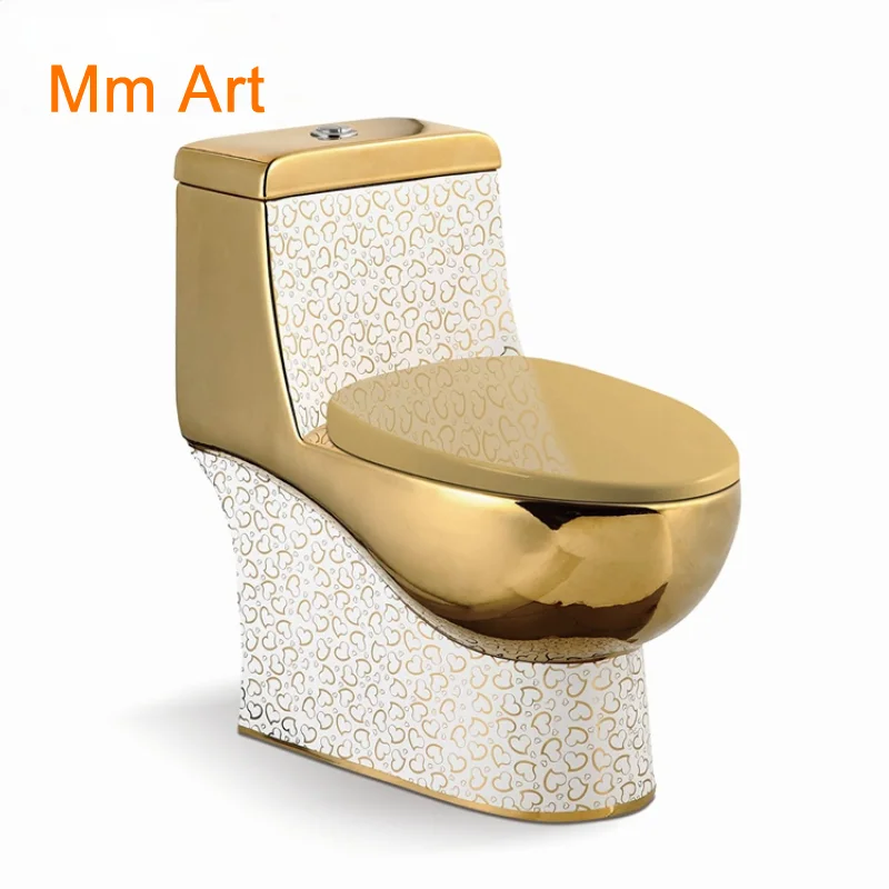 

European Style Artistic Golden One Piece Closestool Gravity Fluishing Washdown Toilet