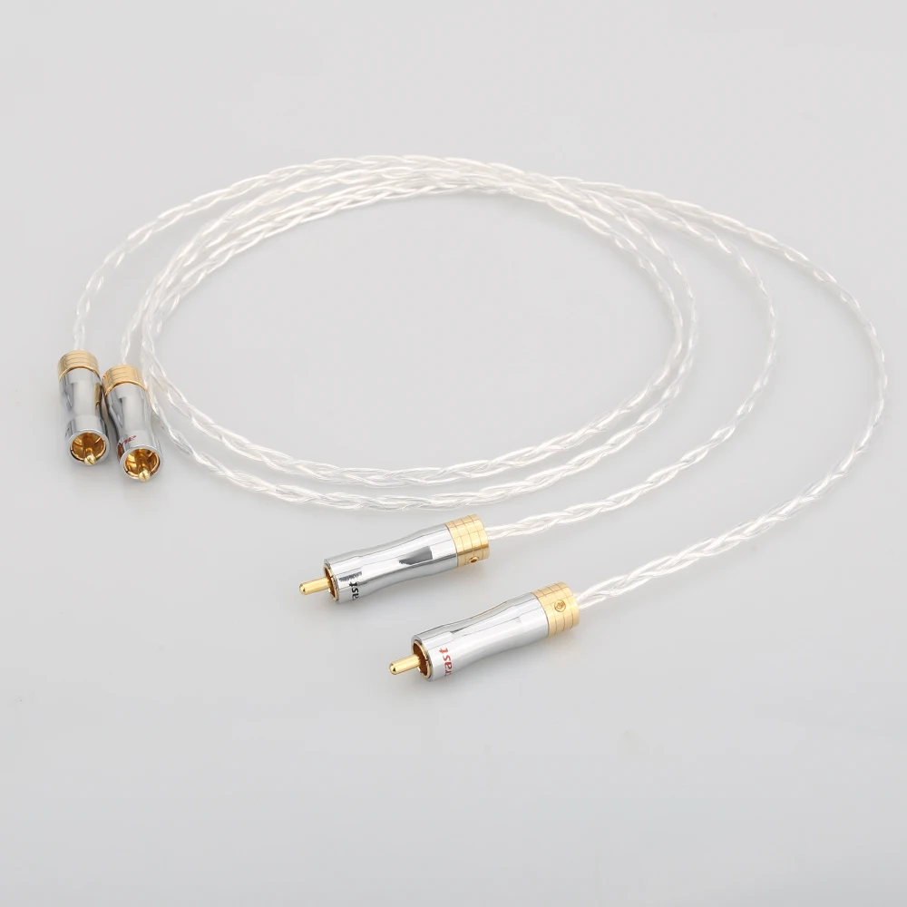 

Hifi 8N OCC Copper Silver Plated RCA to RCA Cable RCA plug to rca Male audio Cable