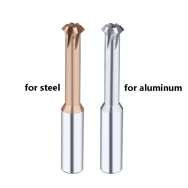 DILUAR Pemotong Chamfering Atas dan Bawah Baja Tungsten HRC55 Pabrik Akhir Talang Karbida Negatif Positif untuk Baja atau Aluminium