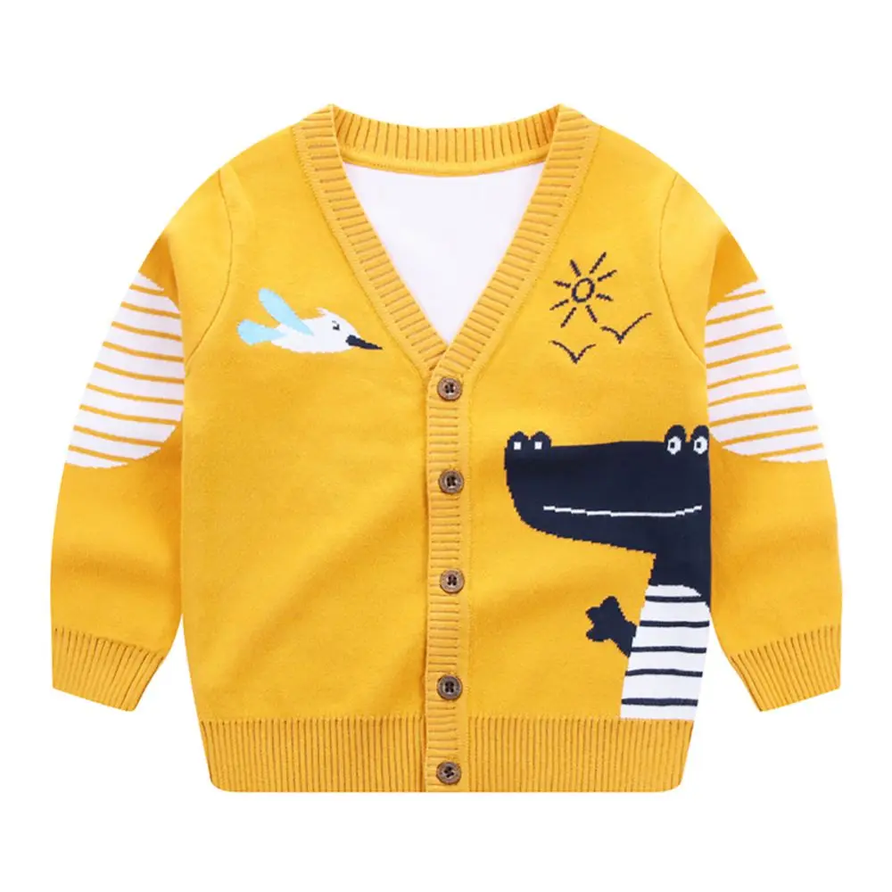 Jlong Spring Children Knitted Cardigan Coat Winter Baby Boys Girls V-neck Cartoon Outwear Autumn Kids Cardigan Sweater 1-7Y