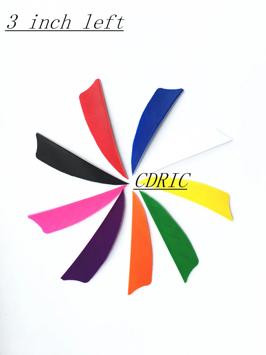 50pcs/pack 3 Inch Left  Arrow Feathers Carbon Archery Fletching Turkey Real Feather Vanes 6 colors available