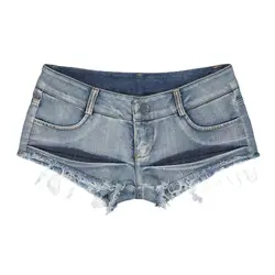 Hot Sexy Women Vintage High Cut Tassel Hot Short Low Rise Waist Sexy Jeans Shorts Low Cute Bikini Micro Mini Short Club Wear FX3