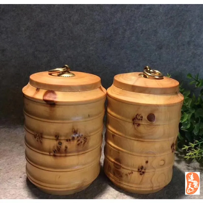 Taihang Cliff cypress Tea Pot Bulb Large Number Pu'er Seven Cake Pot Storage Pot Wake Tea Pot Tea Box Tea Solid Barrel Household