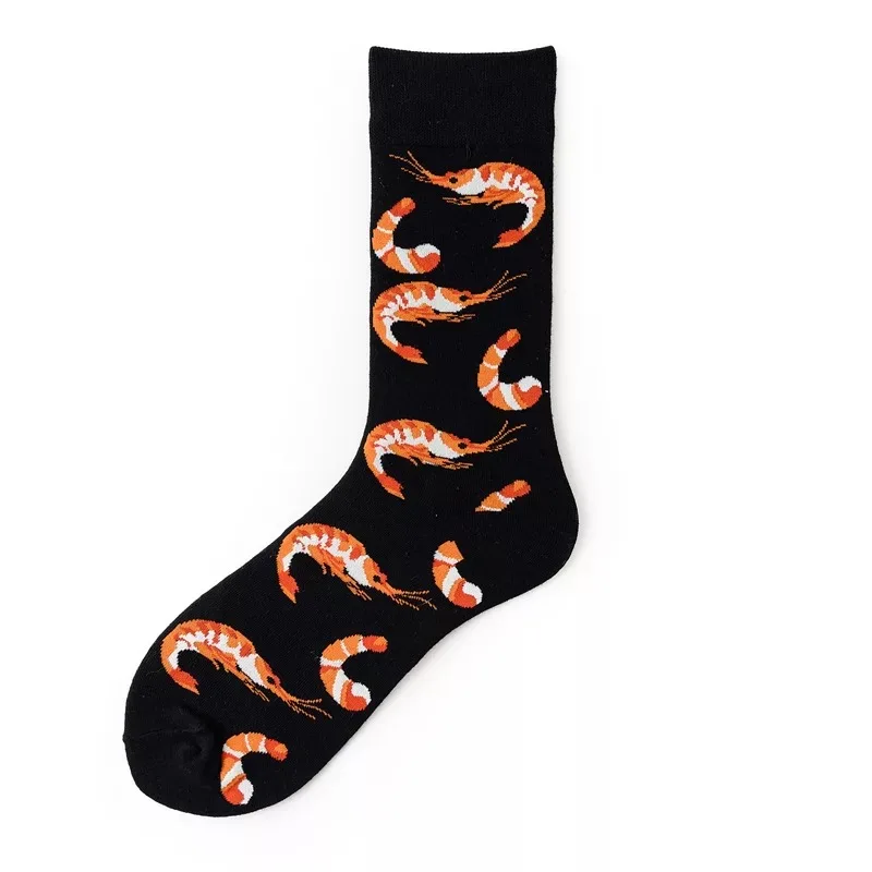 men women socks fashion Tide socks personality seafood Shrimp Couple cotton funny happy the new arrival fish socks