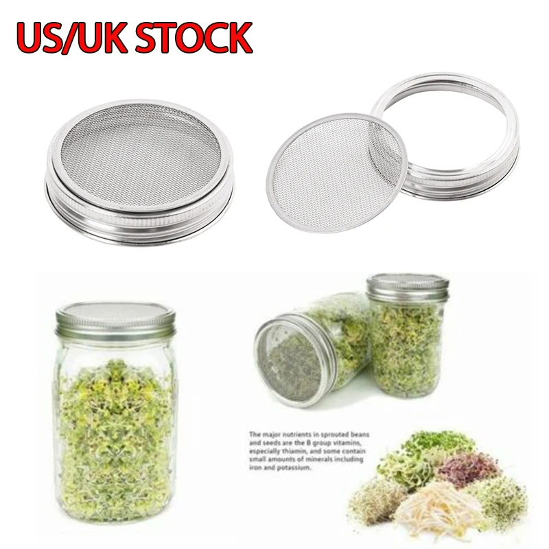 5Pcs Seed Sprouting Screen Lids Filters Sprouting Lids Strainer Lid Filter for Wide Mouth Ball Canning Mason Jars 84 mm Diameter