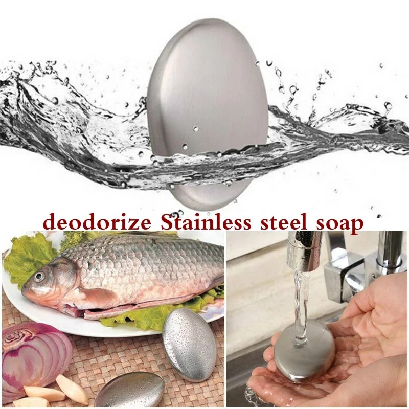 

1pcs Stainless Steel Soap Kitchen Garlic Fish Odor Removing Deodorize Eliminating Odor Kitchen Tools