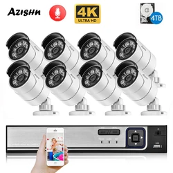 New 4K Ultra HD 8MP H.265 POE NVR Security System Kit Outdoor Waterproof Motion Detection CCTV IP Camera Audio Video Record Set