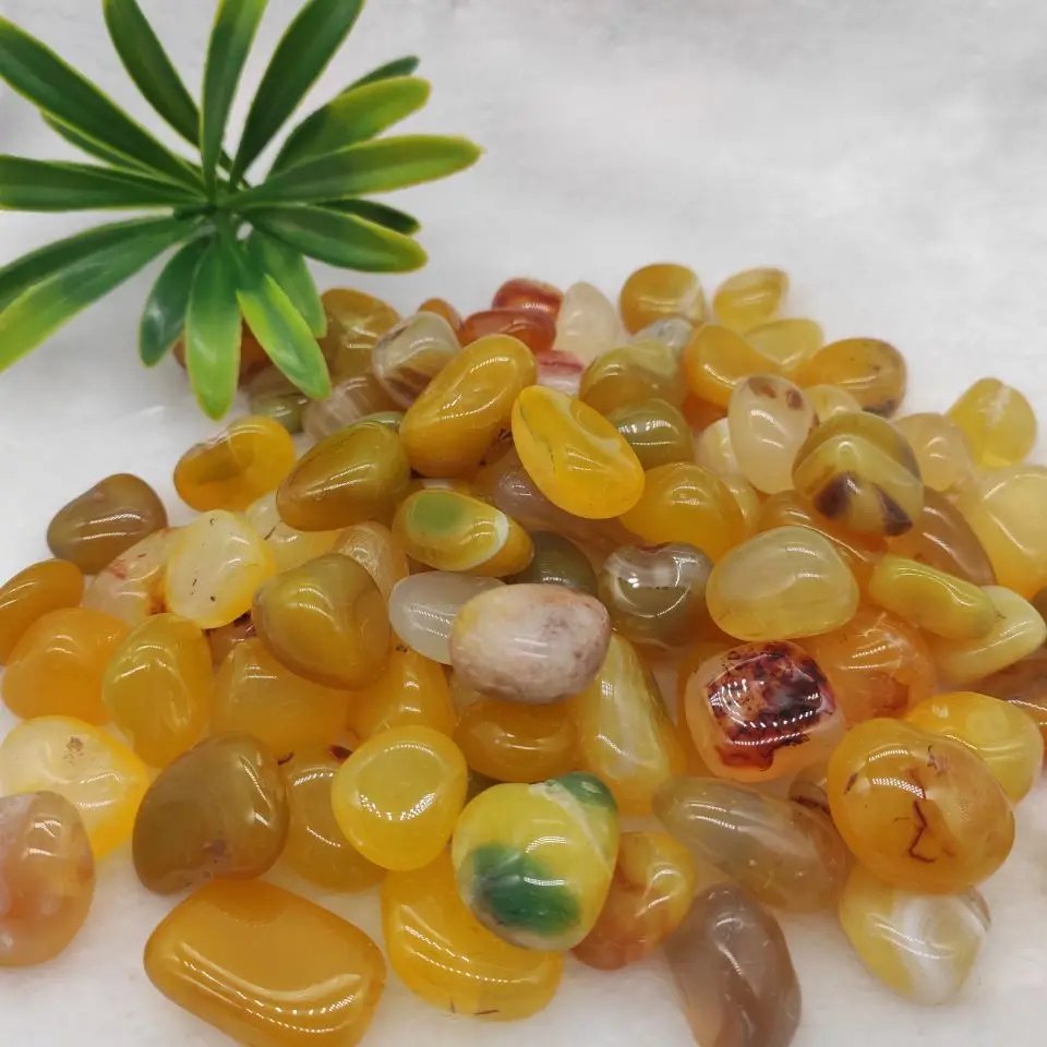 

100g Wholesale Yellow Agate Stone Crystal Gravels Buddhist Minerals Garden Flowerpot Specimen Feng Shui