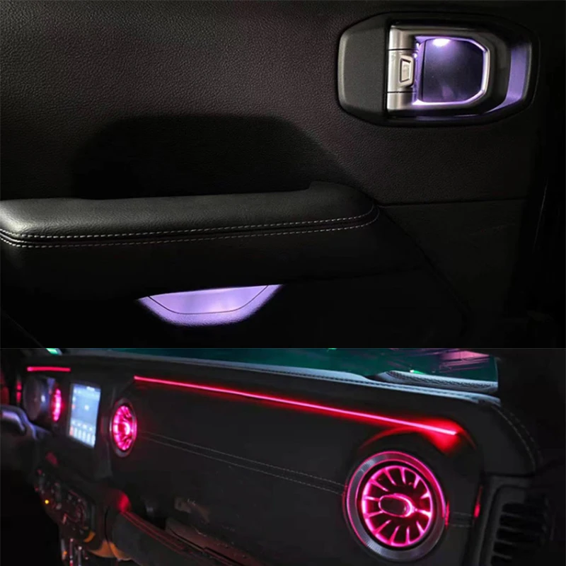 

For jeep Wrangler JL 2018 2019 2020 Turbine outlet LED Ambient Light front air condition vent inlet center console ambient lamp