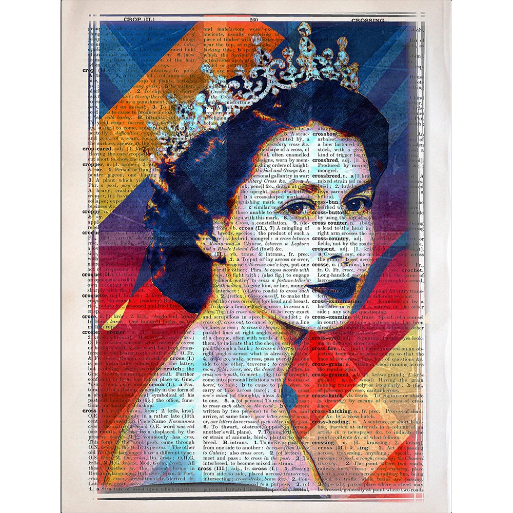 Canvas Painting The Queen Elizabeth II Literary Poster HD Prints Dictionary Art Wall Picture for Living Room Home Decor