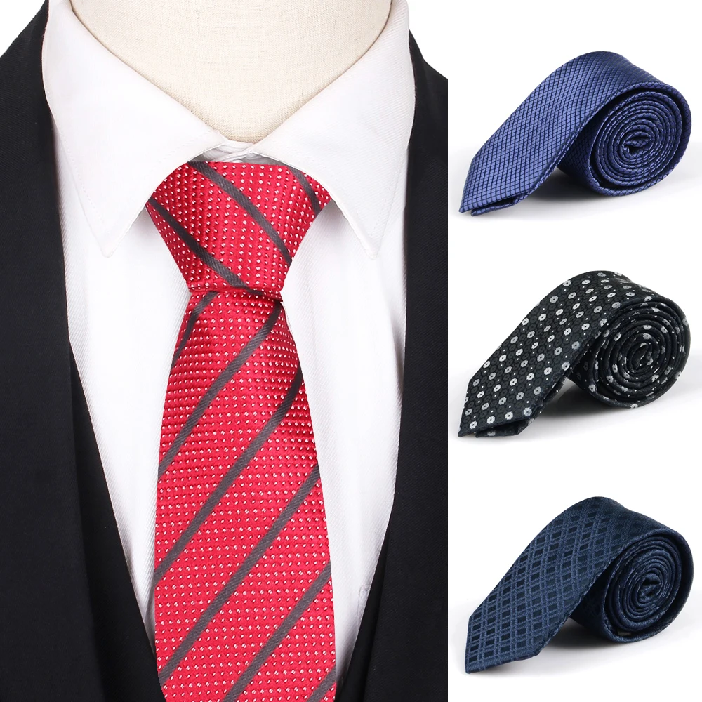 Boys Skinny Necktie Jacquard Woven Classic Ties For Men Fashion Striped Men Tie Slim Groom Neck Tie For Party Wedding