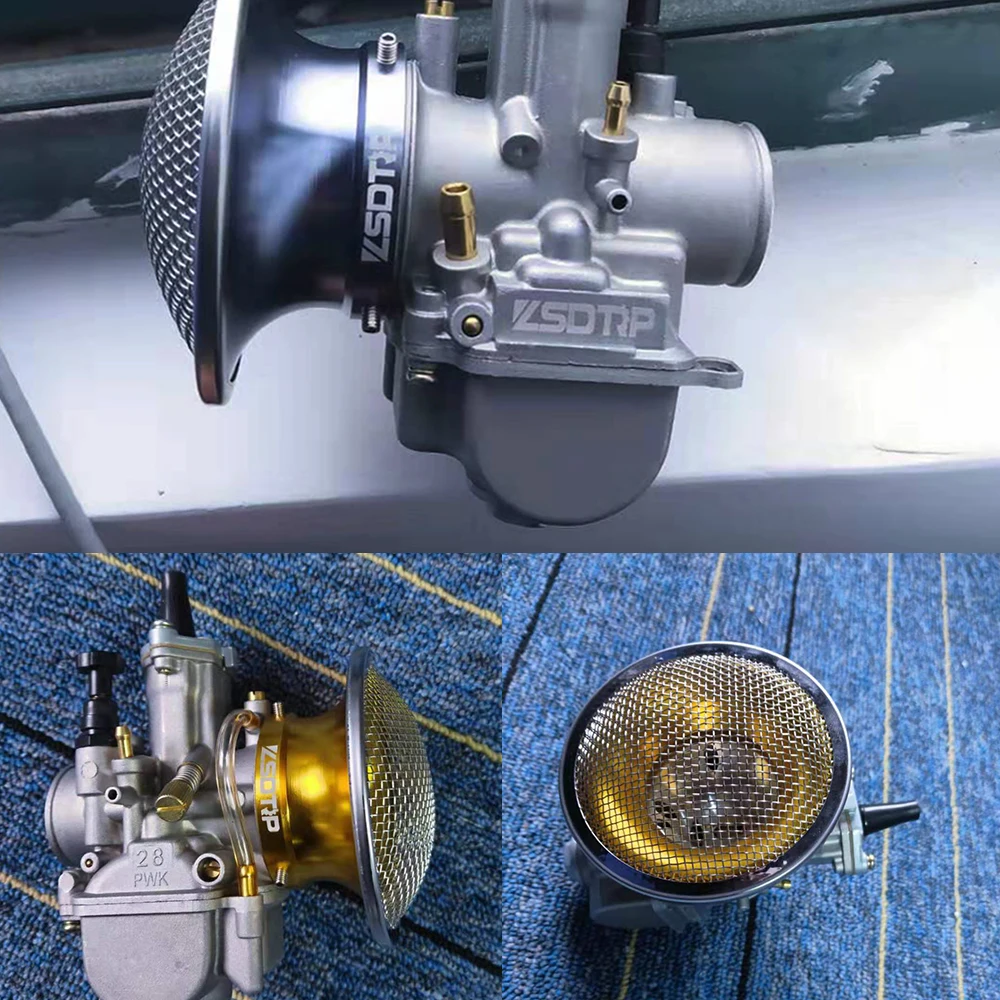 ZSDTRP 50mm Motorcycle Air Filter Wind Horn Cup Alloy Trumpet with Guaze for PWK21/24/26/28/30mm PE28/30mm Carburetor