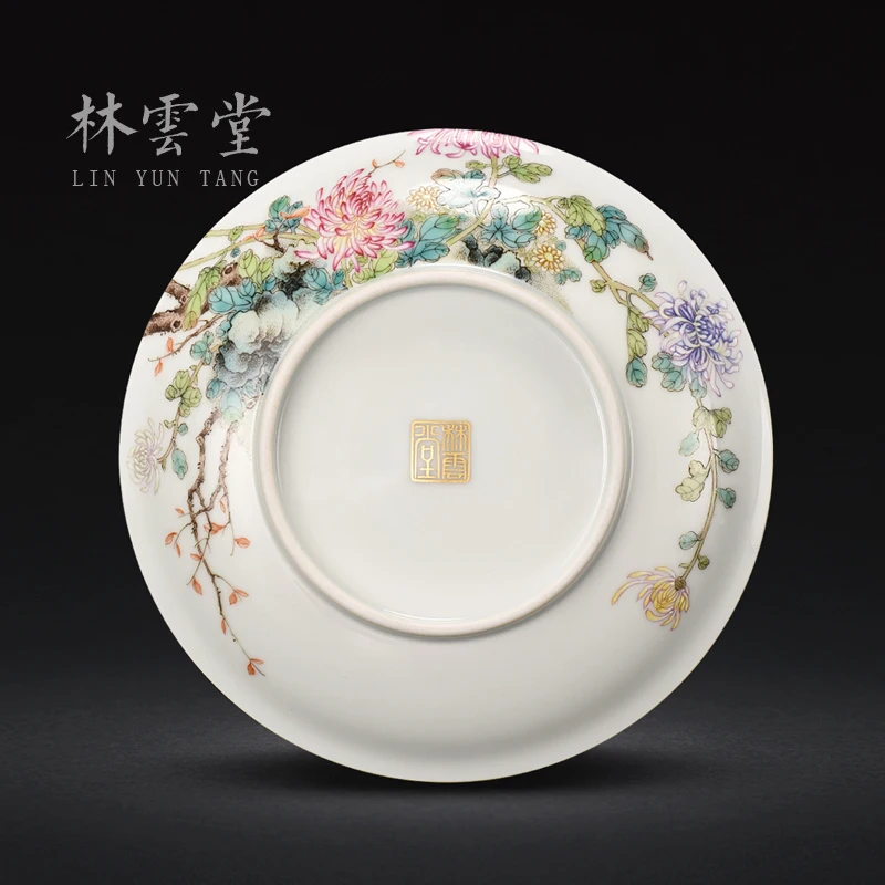 pot bearing tea tray to admire the plate of jingdezhen ceramic tea accessories pastel the chrysanthemum hang dish