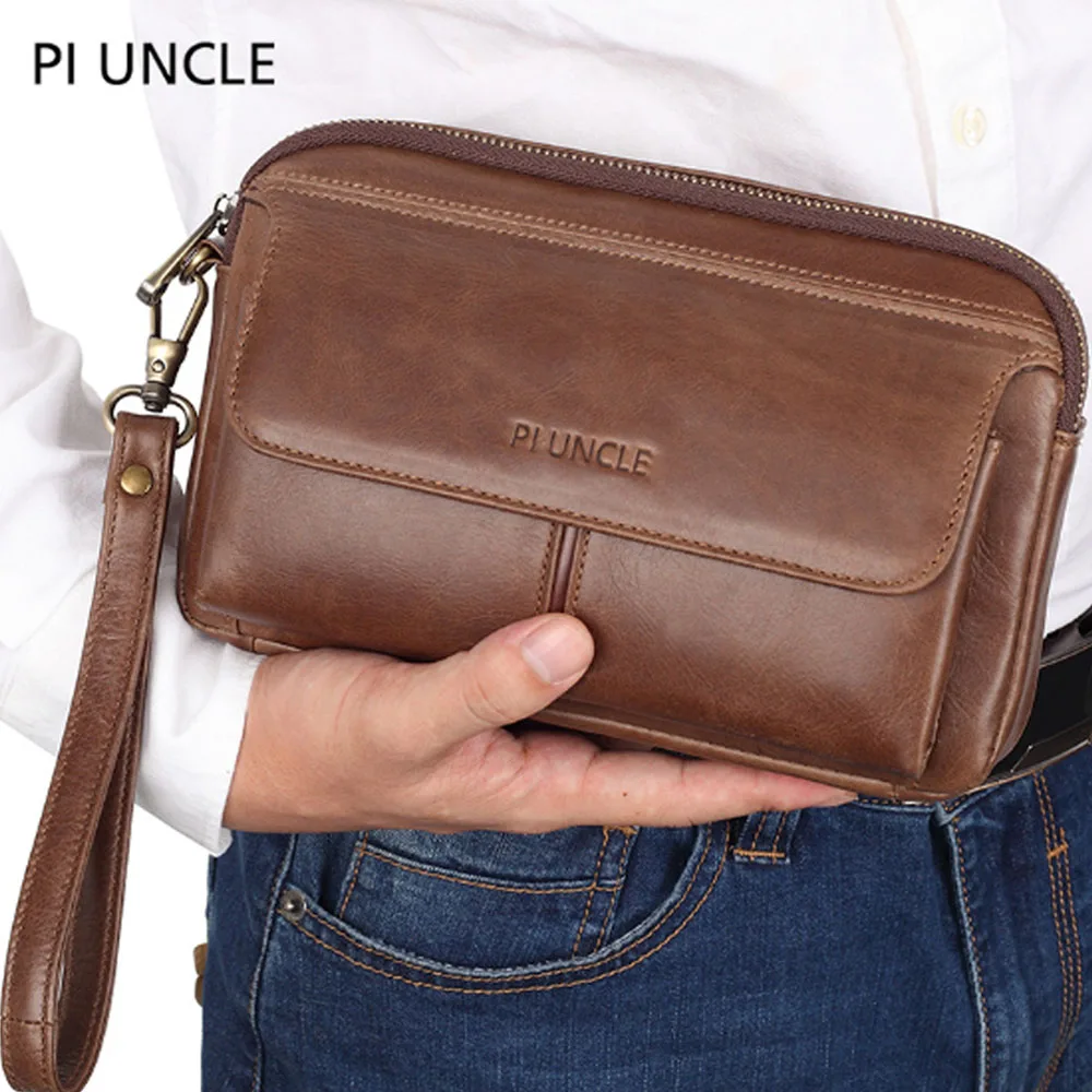 Genuine Leather Clutch Purse Long Wallet for Men Women Cellphone Purse Business Hand Cluth Bag Cell Phone Holster Card Holder Lo