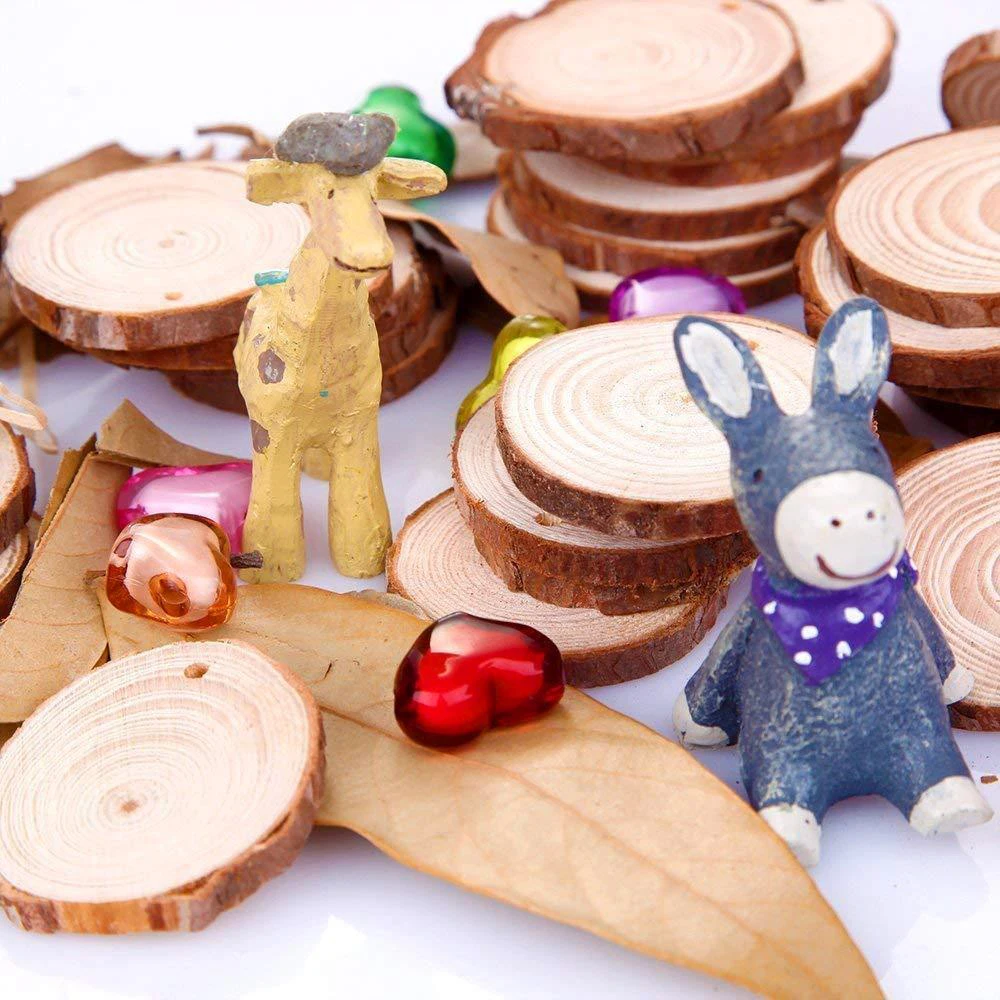 10pcs Christmas Wood Slices DIY Craft Decorations Wooden Disks Birthday Party Kids Table Cards Wedding Xmas Decoration Gifts Tag
