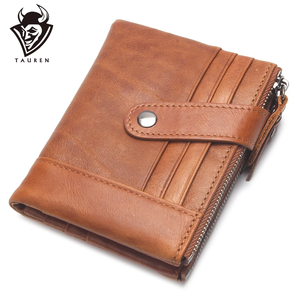 Genuine Leather Wallet Male Coin Purse Men Cow Multi-Card Position With RFID Card Protect Holder For