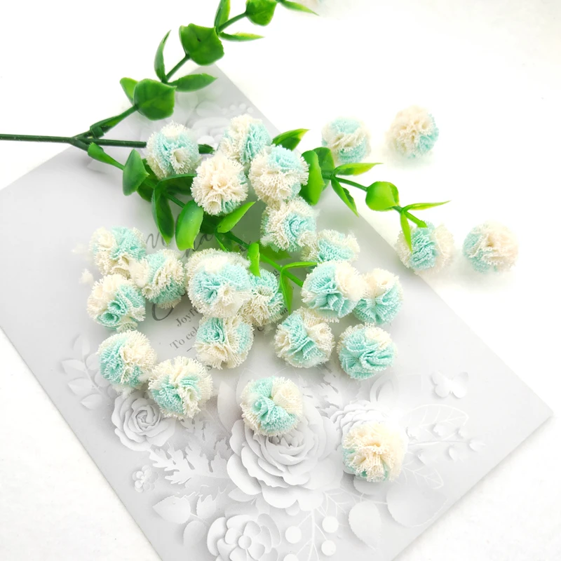 Elastische Blumenkugel aus Netzstoff für Kinder, Haarspangen-Accessoires, künstliche Stoffblumen, 1,5 cm, 100 Stück pro Packung. – Detail 1