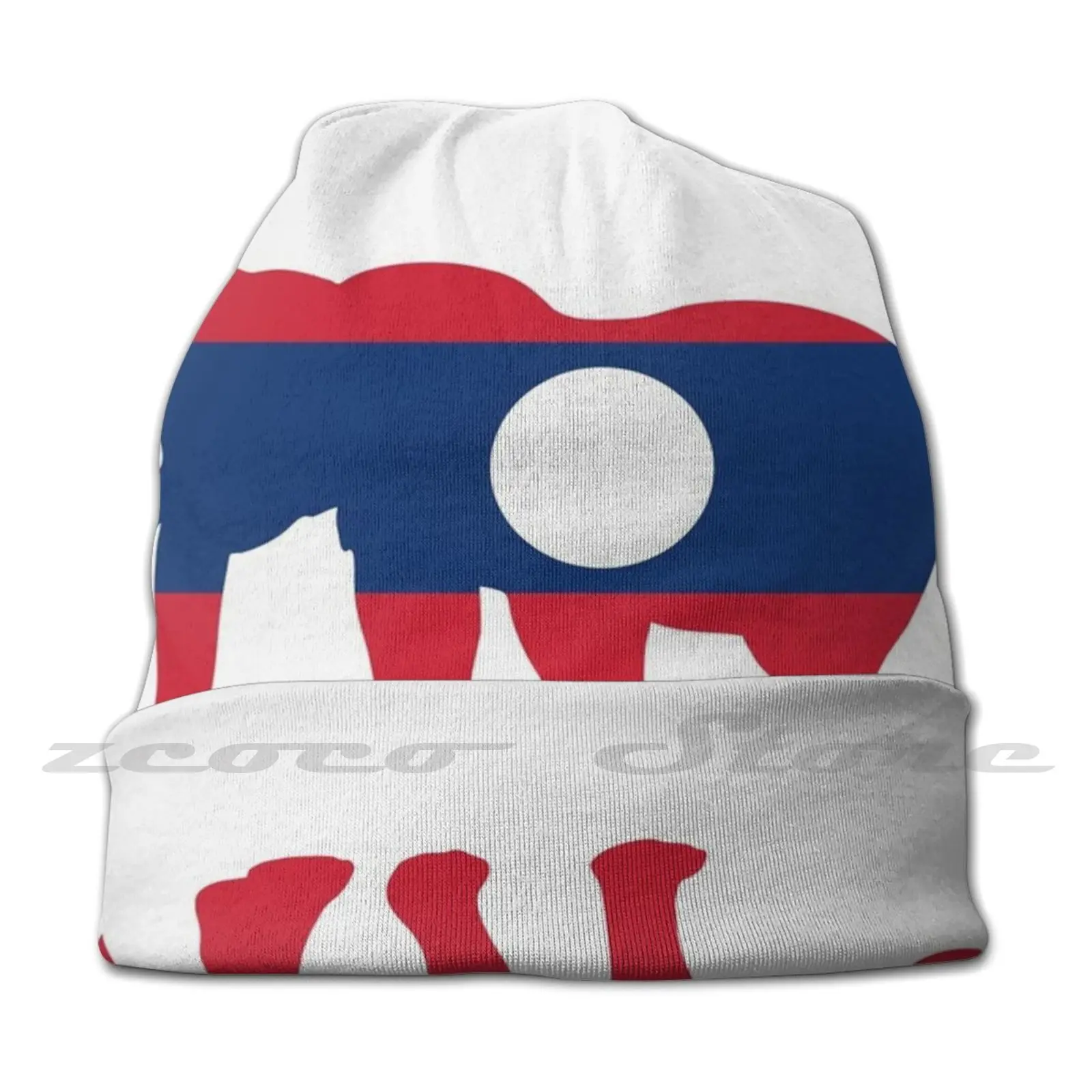 Flag Elephant Of Laos Knit Hat Elastic Soft Personalized Pattern Present Cap Flag Elephant Of Laos Flag Of Laos Elephant Of